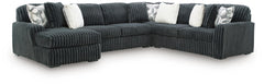 Midnight-Madness Gunmetal 4-Piece Sectional and Ottoman - Ornate Home