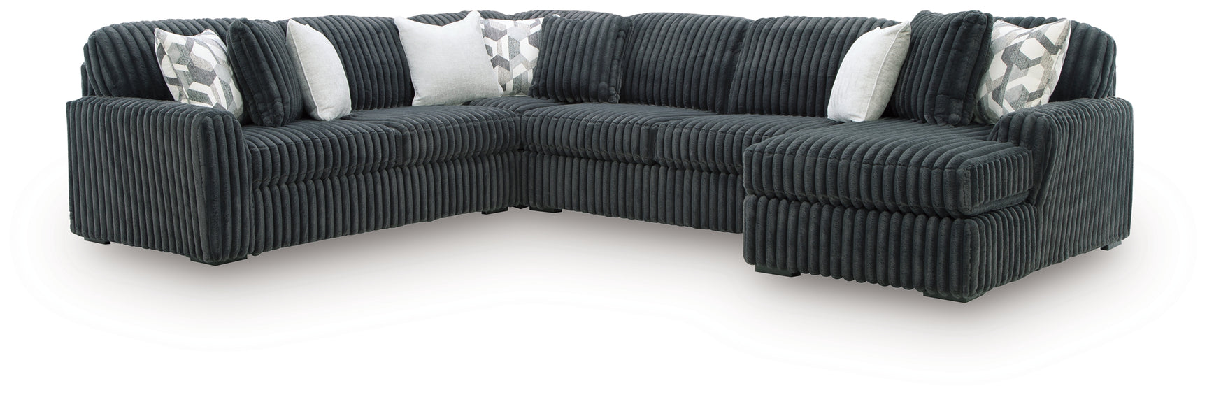 Midnight-Madness Gunmetal 4-Piece Sectional w/ Chaise (Online Special Price) - Ornate Home