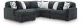 Midnight-Madness Gunmetal 5 Pc Sectional with Chaise (Online Special Price) - Ornate Home