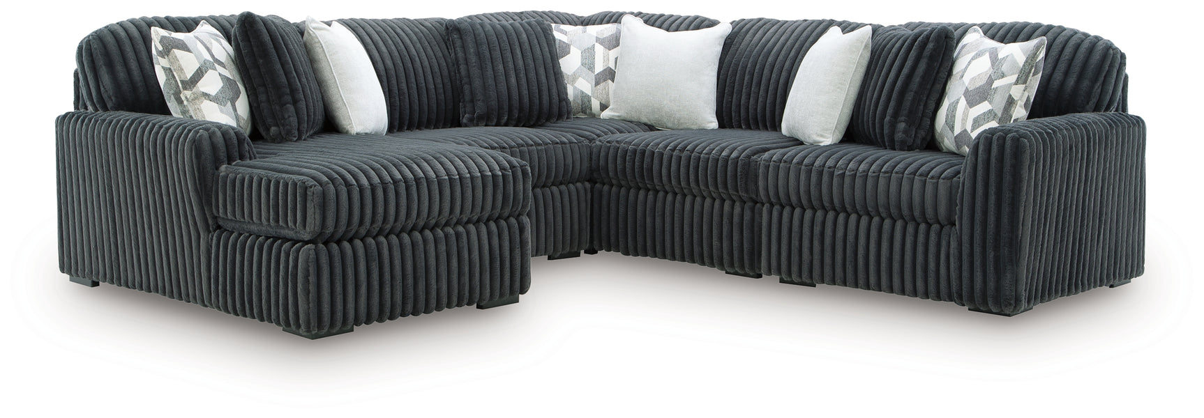 Midnight-Madness Gunmetal 5 Pc Sectional with Chaise (Online Special Price) - Ornate Home