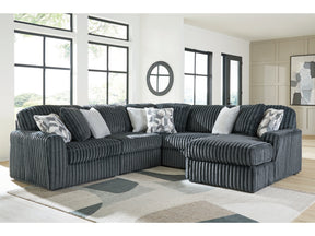 Midnight-Madness Gunmetal 5-Piece Sectional w/ Chaise (Online Special Price) - Ornate Home