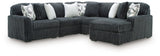 Midnight-Madness Gunmetal 5-Piece Sectional w/ Chaise (Online Special Price) - Ornate Home