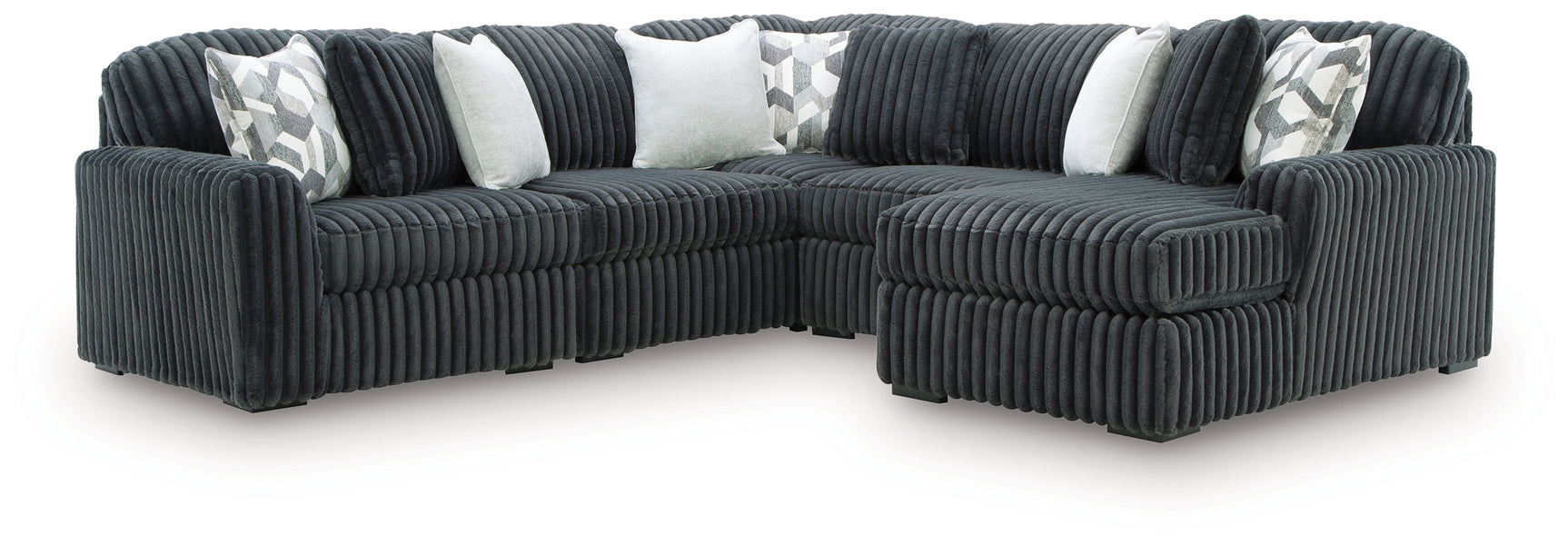 Midnight-Madness Gunmetal 5-Piece Sectional w/ Chaise (Online Special Price) - Ornate Home