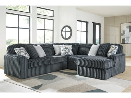Midnight-Madness Gunmetal 5-Piece Sectional w/ Chaise - Ornate Home