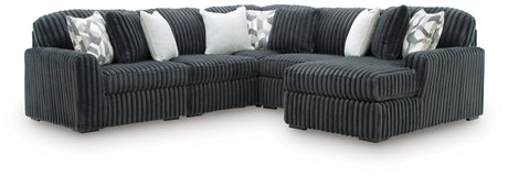 Midnight-Madness Gunmetal 5-Piece Sectional w/ Chaise - Ornate Home