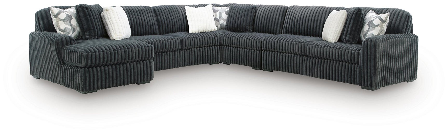 Midnight-Madness Gunmetal 5-Piece Sectional with Chaise (Online Special Price)