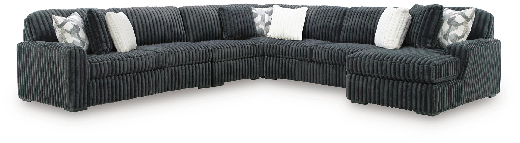 Midnight-Madness Gunmetal 5-Piece Sectional with RAF Chaise (Online Special Price)