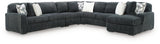 Midnight-Madness Gunmetal 5-Piece Sectional with RAF Chaise