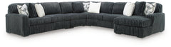 Midnight-Madness Gunmetal 5-Piece Sectional with RAF Chaise - Ornate Home