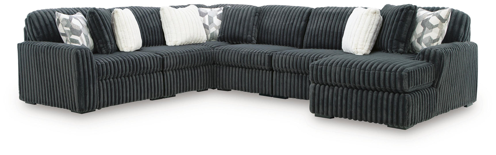 Midnight-Madness Gunmetal 6-Piece Sectional w/ Chaise (Online Special Price)