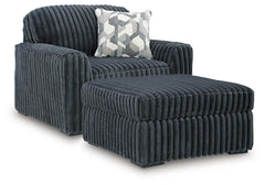 Midnight-Madness Gunmetal Oversized Chair and Ottoman - Ornate Home