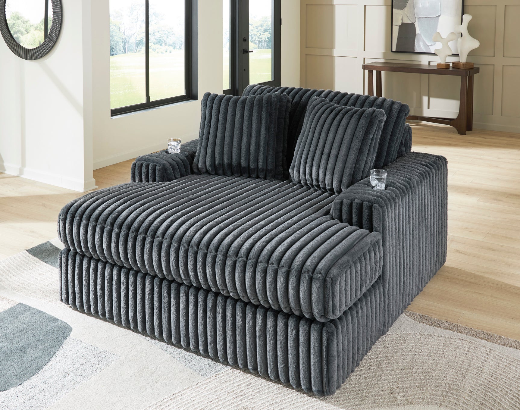 Midnight-Madness Gunmetal Oversized Chaise - Ornate Home