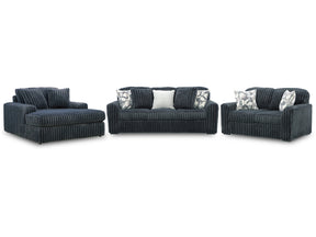 Midnight-Madness Gunmetal Sofa, Loveseat and Oversized Chaise (Online Special Price) - Ornate Home