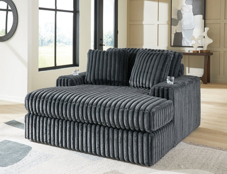 Midnight-Madness Gunmetal Sofa, Loveseat and Oversized Chaise - Ornate Home