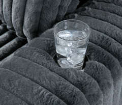 Midnight-Madness Gunmetal Sofa, Loveseat and Oversized Chaise - Ornate Home