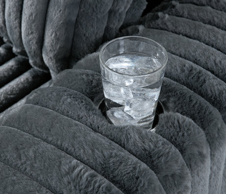 Midnight-Madness Gunmetal Sofa, Loveseat and Oversized Chaise - Ornate Home