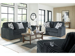 Midnight-Madness Gunmetal Sofa, Loveseat and Oversized Chaise - Ornate Home