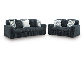 Midnight-Madness Gunmetal Sofa and Loveseat (Online Special Price) - Ornate Home