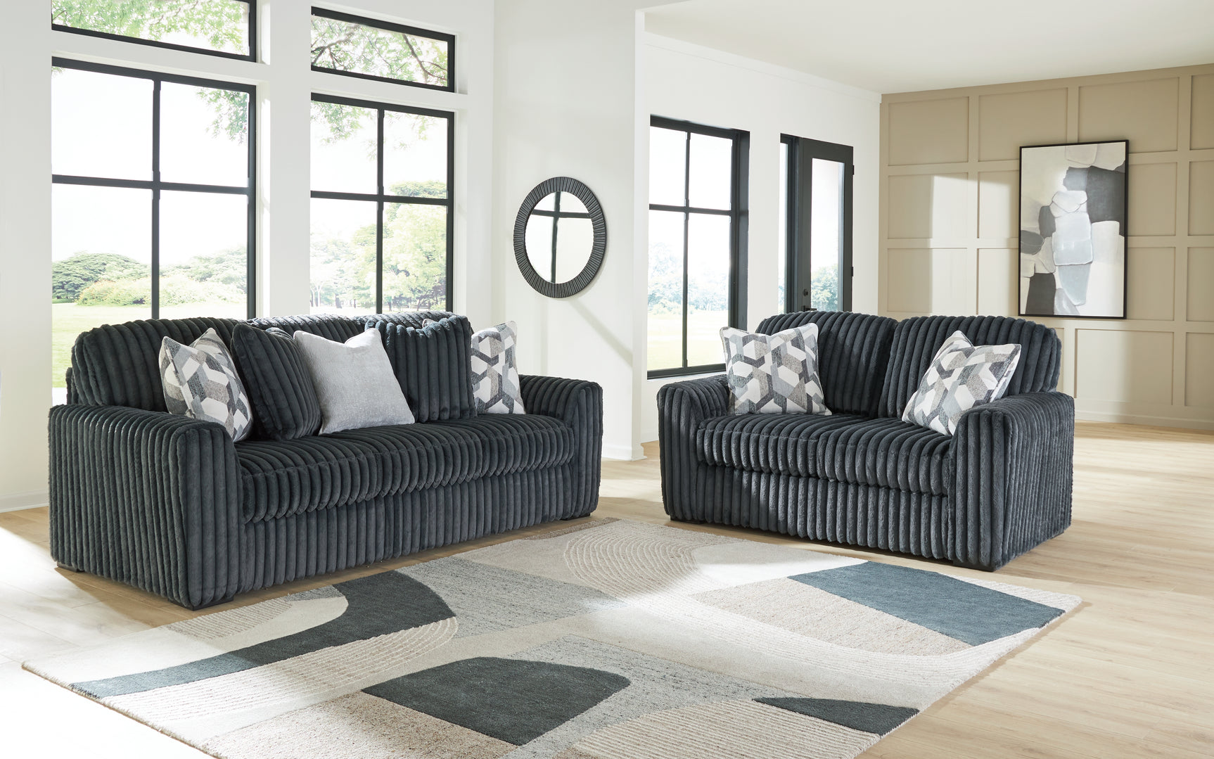 Midnight-Madness Gunmetal Sofa and Loveseat (Online Special Price) - Ornate Home