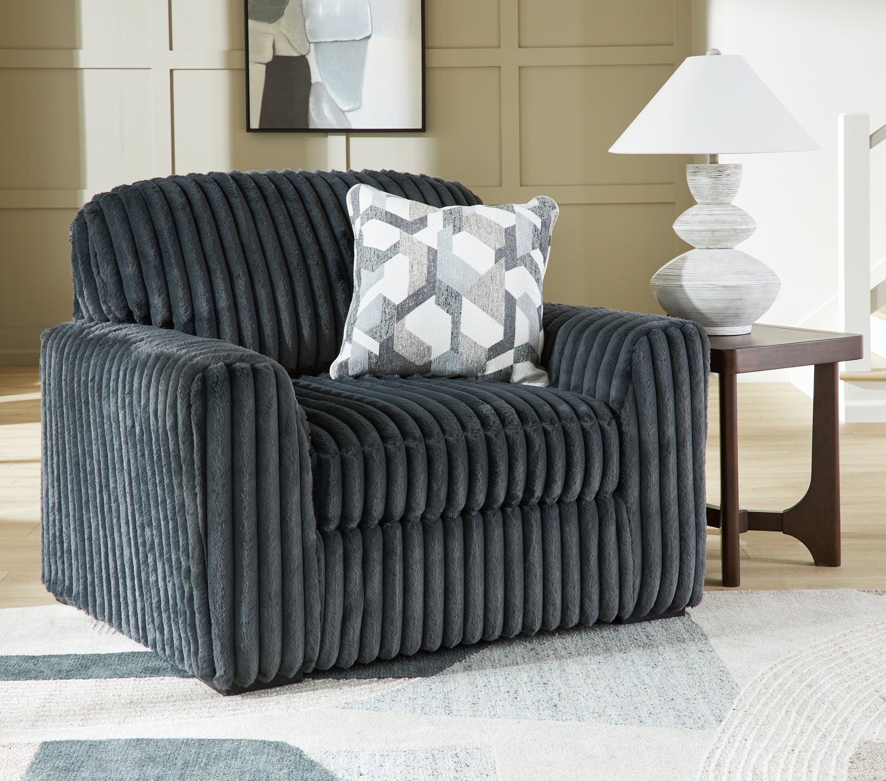 Midnight-Madness Gunmetal Sofa and Oversized Chair (Online Special Price) - Ornate Home
