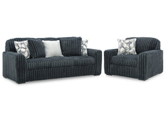 Midnight-Madness Gunmetal Sofa and Oversized Chair - Ornate Home