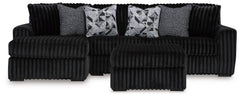 Midnight-Madness Onyx 2-Piece Sectional and Ottoman - Ornate Home