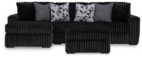 Midnight-Madness Onyx 2-Piece Sectional and Ottoman - Ornate Home