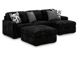 Midnight-Madness Onyx 2-Piece Sectional and Oversized Accent Ottoman (Online Special Price) - Ornate Home