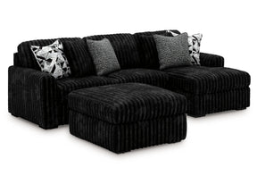 Midnight-Madness Onyx 2-Piece Sectional and Oversized Accent Ottoman (Online Special Price) - Ornate Home