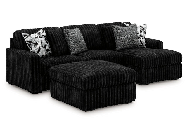 Midnight-Madness Onyx 2-Piece Sectional and Oversized Accent Ottoman (Online Special Price) - Ornate Home