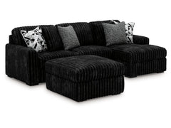 Midnight-Madness Onyx 2-Piece Sectional and Oversized Accent Ottoman - Ornate Home