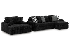 Midnight-Madness Onyx 2-Piece Sectional and Oversized Chaise - Ornate Home