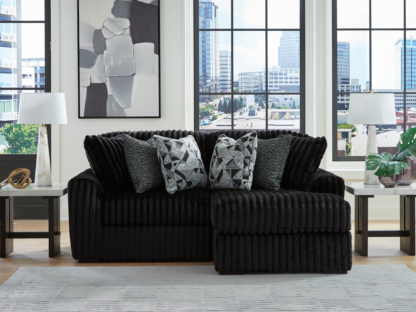 Midnight-Madness Onyx 2-Piece Sectional with Right Chaise - Ornate Home