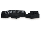 Midnight-Madness Onyx 3-Piece Sectional, Chaise and Oversized Accent Ottoman (Online Special Price) - Ornate Home