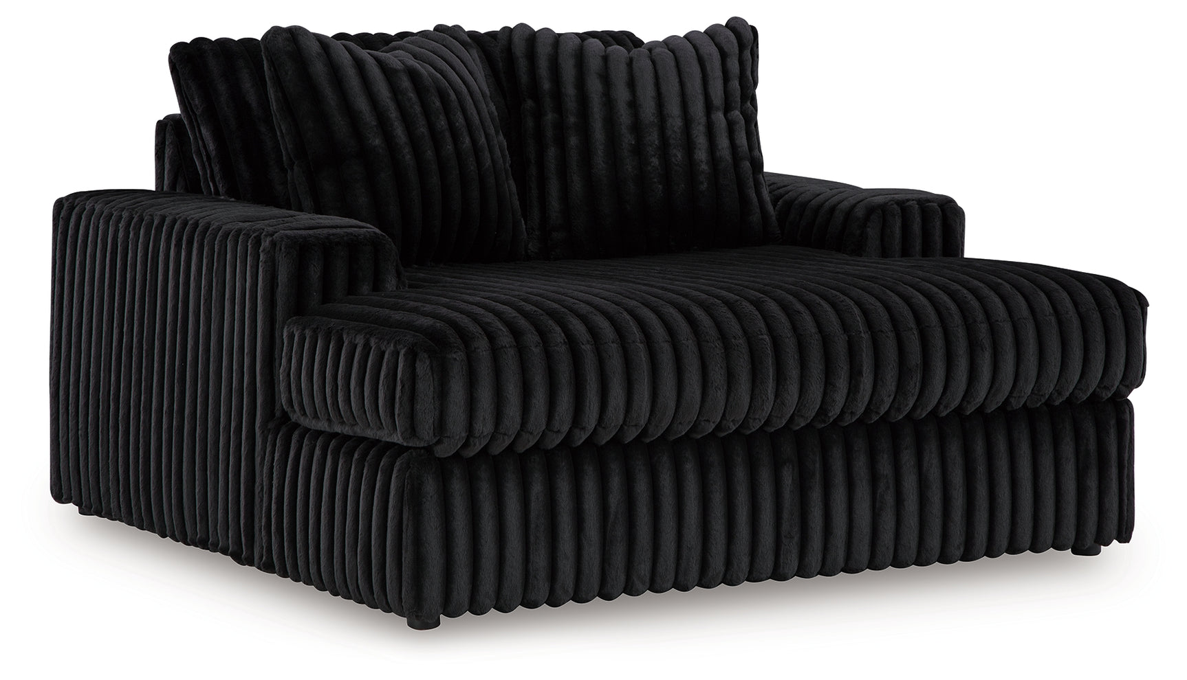 Midnight-Madness Onyx 3-Piece Sectional, Chaise and Oversized Accent Ottoman (Online Special Price) - Ornate Home