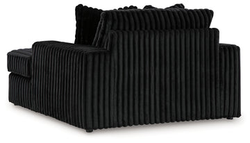 Midnight-Madness Onyx 3-Piece Sectional, Chaise and Oversized Accent Ottoman - Ornate Home