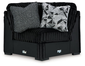 Midnight-Madness Onyx 3-Piece Sectional, Chaise and Oversized Accent Ottoman - Ornate Home