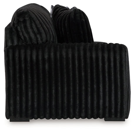 Midnight-Madness Onyx 3-Piece Sectional, Chaise and Oversized Accent Ottoman - Ornate Home