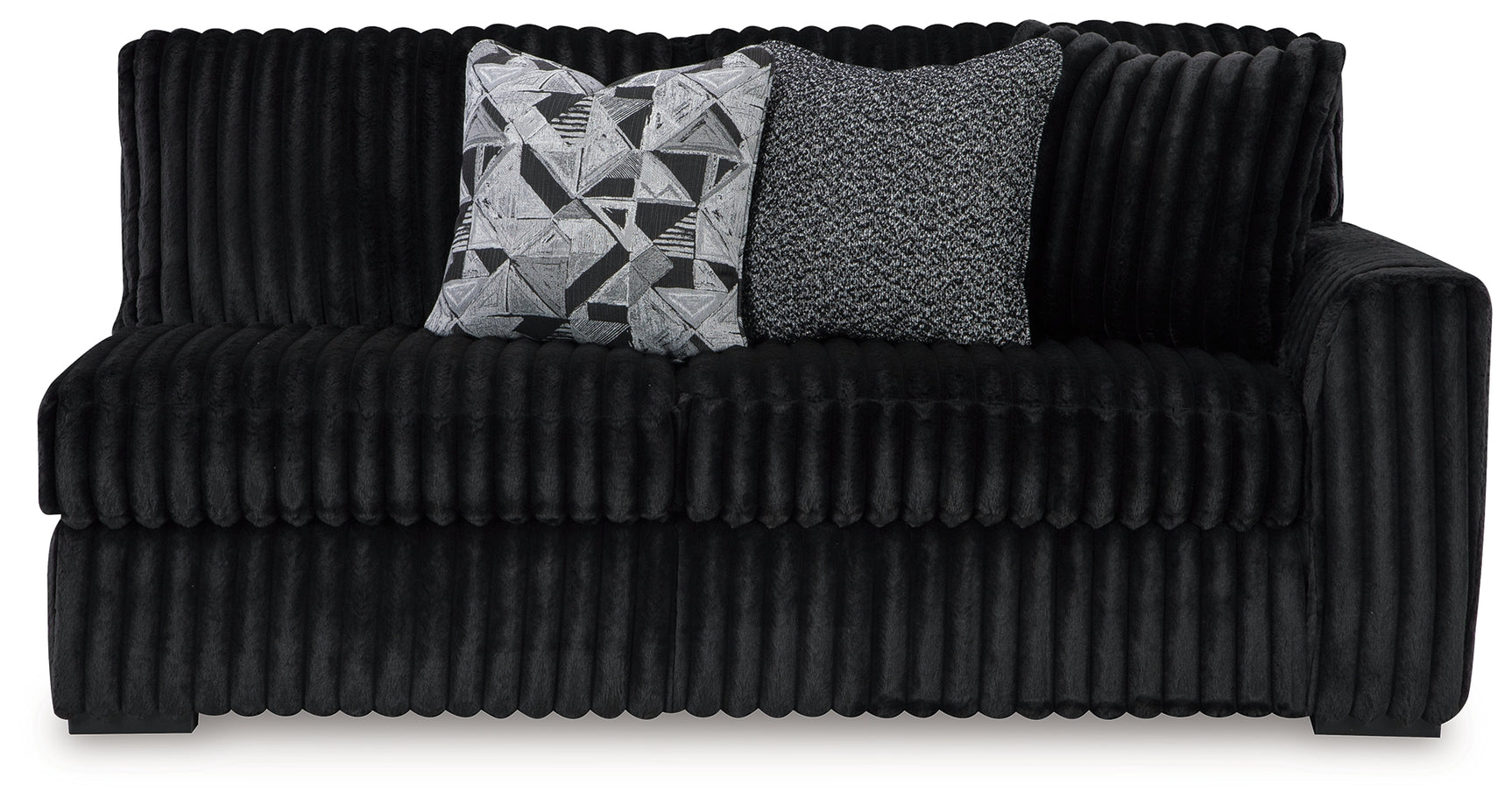 Midnight-Madness Onyx 3-Piece Sectional, Chaise and Oversized Accent Ottoman - Ornate Home