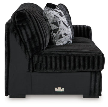 Midnight-Madness Onyx 3-Piece Sectional, Chaise and Oversized Accent Ottoman - Ornate Home