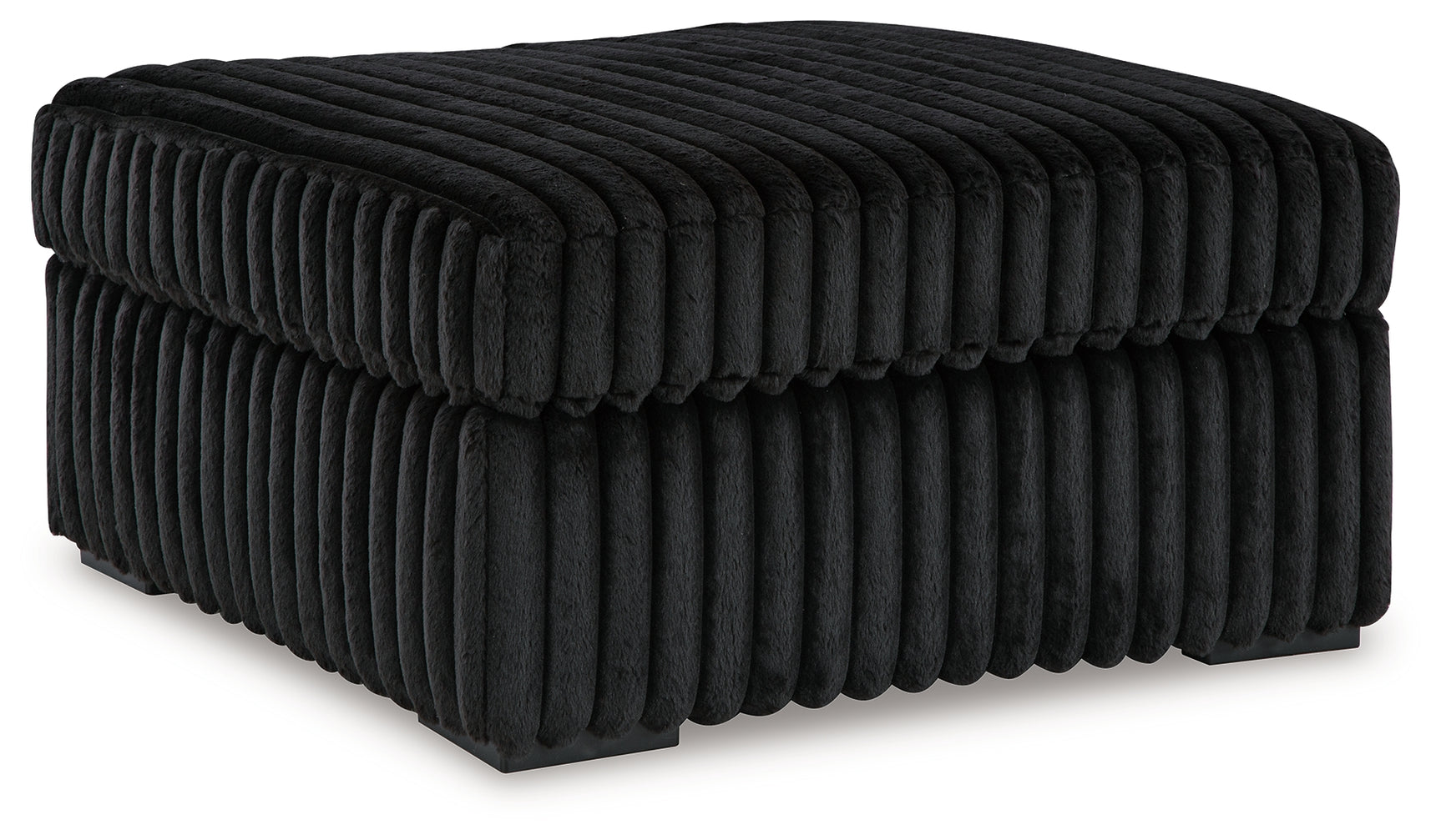 Midnight-Madness Onyx 3-Piece Sectional, Chaise and Oversized Accent Ottoman - Ornate Home