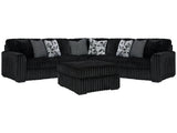 Midnight-Madness Onyx 3-Piece Sectional and Oversized Ottoman (Online Special Price)x - Ornate Home