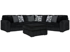 Midnight-Madness Onyx 3-Piece Sectional and Oversized Ottoman (Online Special Price)x - Ornate Home