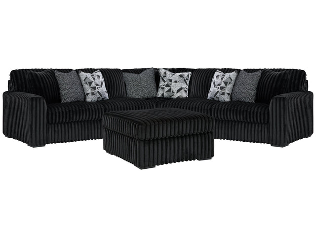 Midnight-Madness Onyx 3-Piece Sectional and Oversized Ottoman (Online Special Price)x - Ornate Home