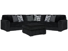 Midnight-Madness Onyx 3-Piece Sectional and Oversized Ottoman - Ornate Home