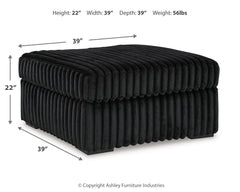 Midnight-Madness Onyx 3-Piece Sectional and Oversized Ottoman - Ornate Home