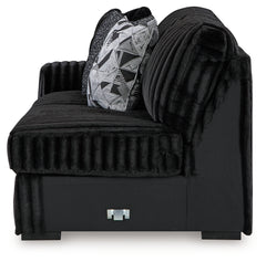 Midnight-Madness Onyx 3-Piece Sectional and Oversized Ottoman - Ornate Home