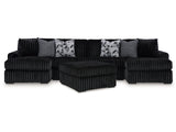 Midnight-Madness Onyx 3-Piece Sectional with Double Chaise and Ottoman (Online Special Price) - Ornate Home