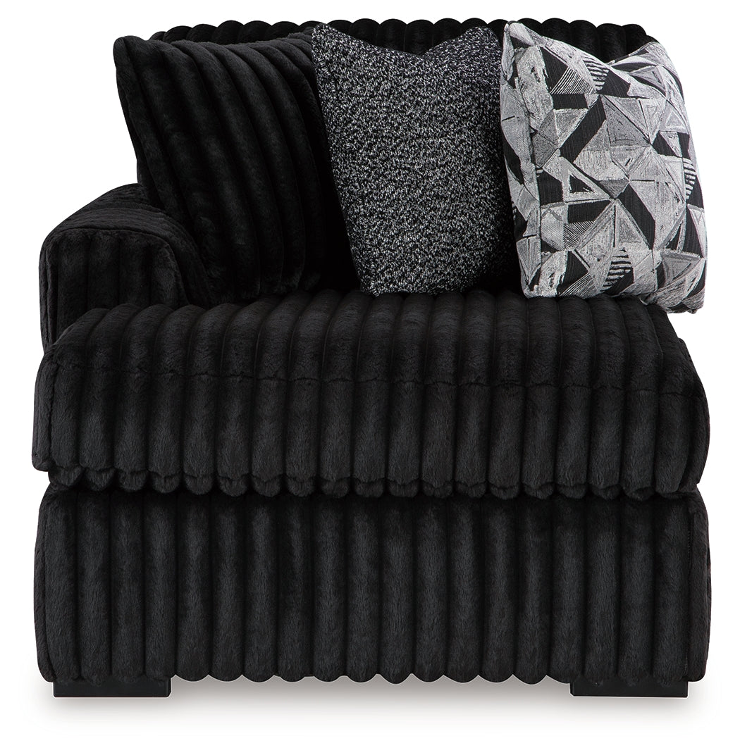 Midnight-Madness Onyx 3-Piece Sectional with Double Chaise and Ottoman (Online Special Price) - Ornate Home