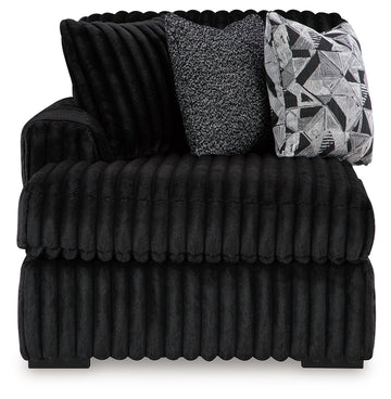 Midnight-Madness Onyx 3-Piece Sectional with Double Chaise and Ottoman - Ornate Home